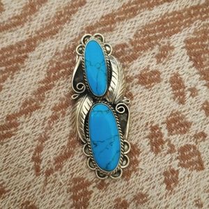Bolo tie silver and turquoise pendent